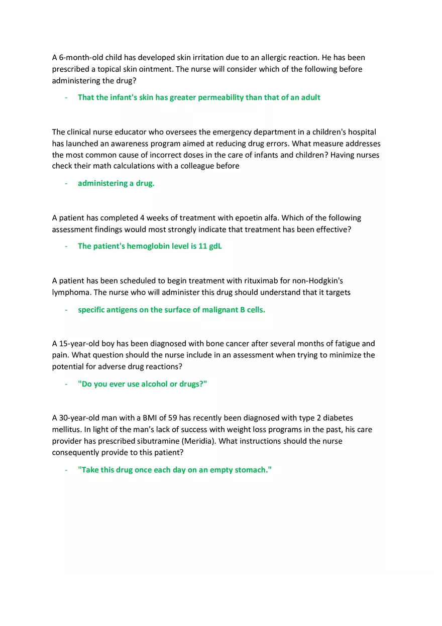 Advanced Pharmacology Final Exam - Page 8