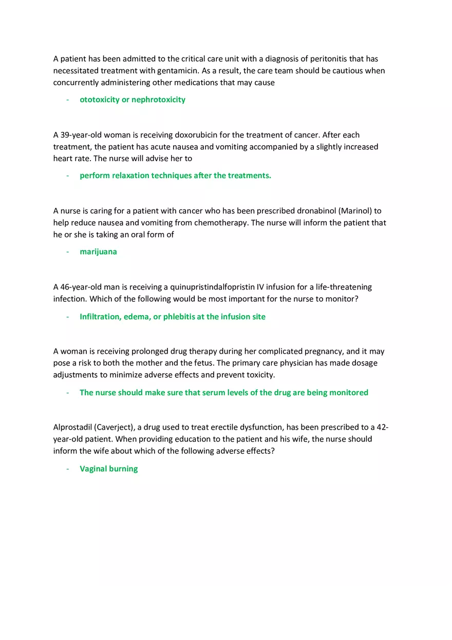 Advanced Pharmacology Final Exam - Page 6
