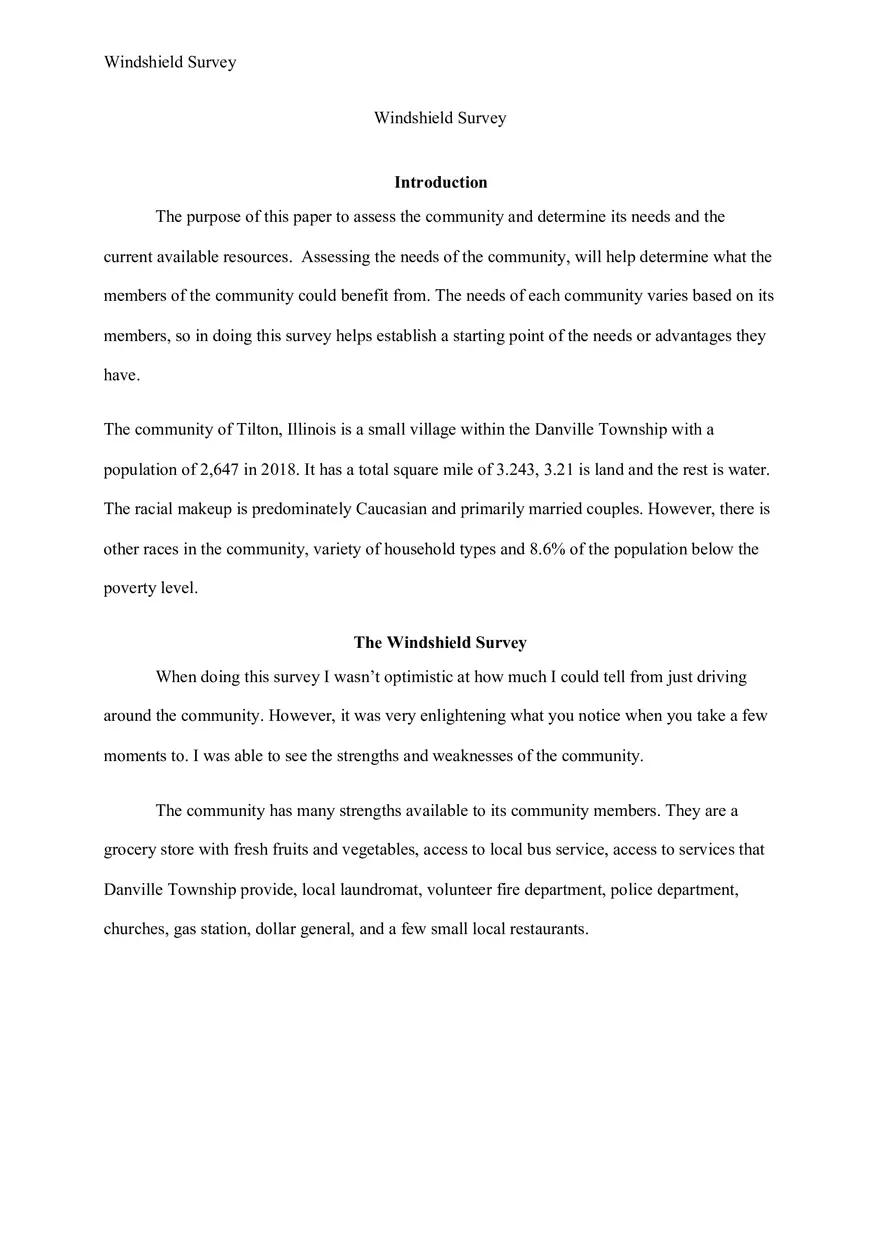 Windshield Survey Example - Page 1
