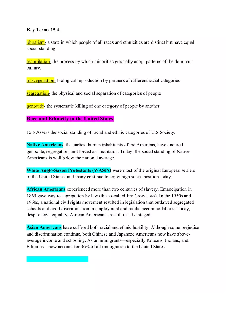Chapter 15 Notes Race and Ethnicity - Page 5