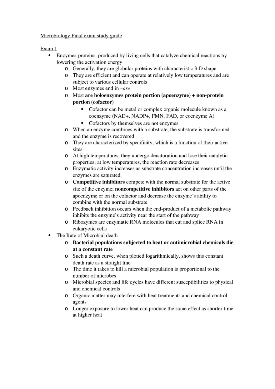 Microbiology Final Exam Study Guide - Page 1