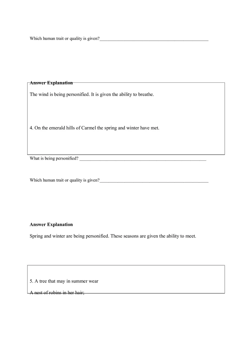 Personification Worksheet 4 - Page 3