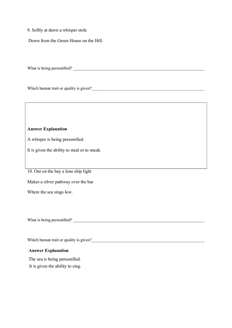 Personification Worksheet 8 - Page 7