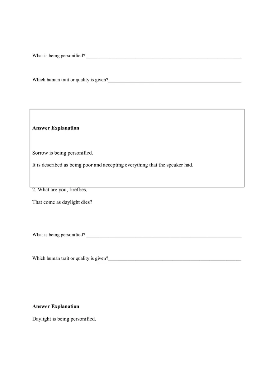 Personification Worksheet 8 - Page 2