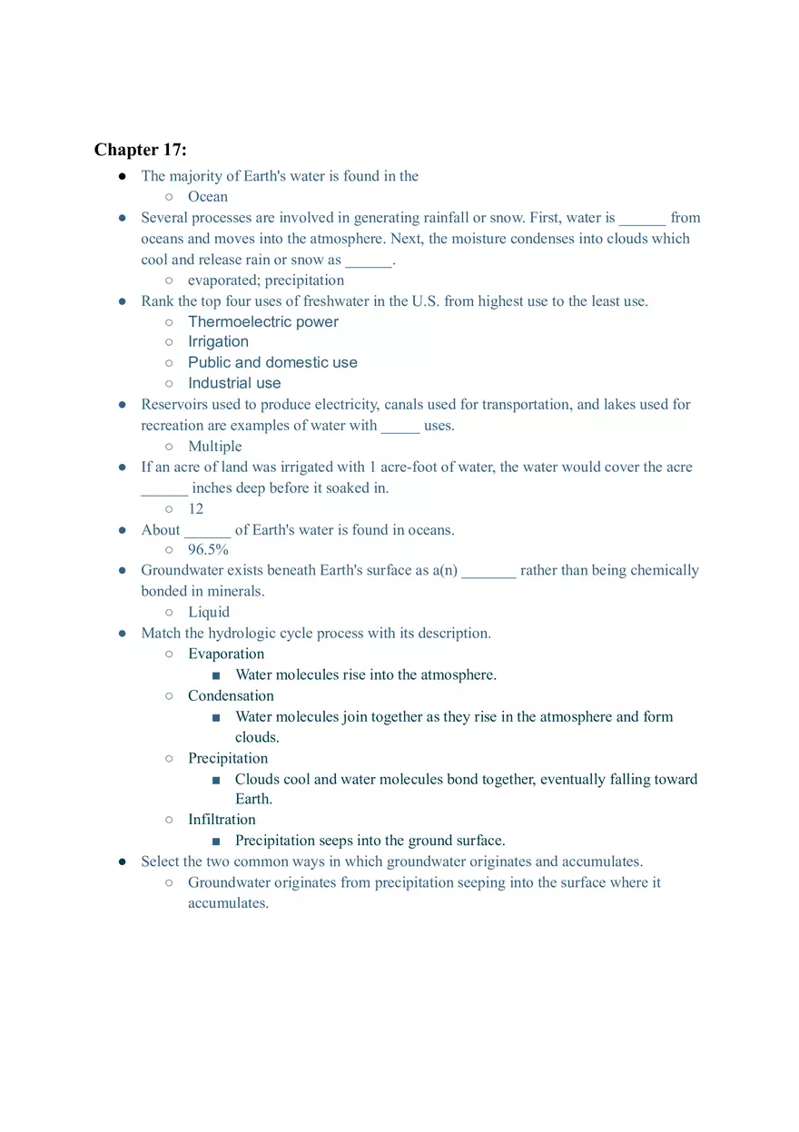 Geology Quiz Answers Chapter 17 - Page 1