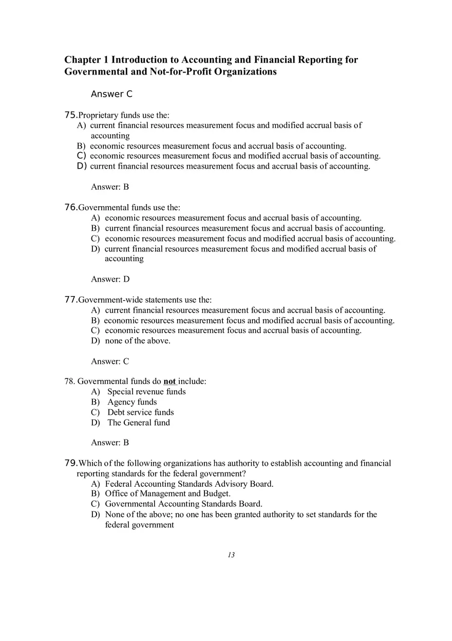 Introduction to Accounting and Financial Reporting for Governmental and Not-for-Profit Organizations Multiple Choice Questions - Page 11