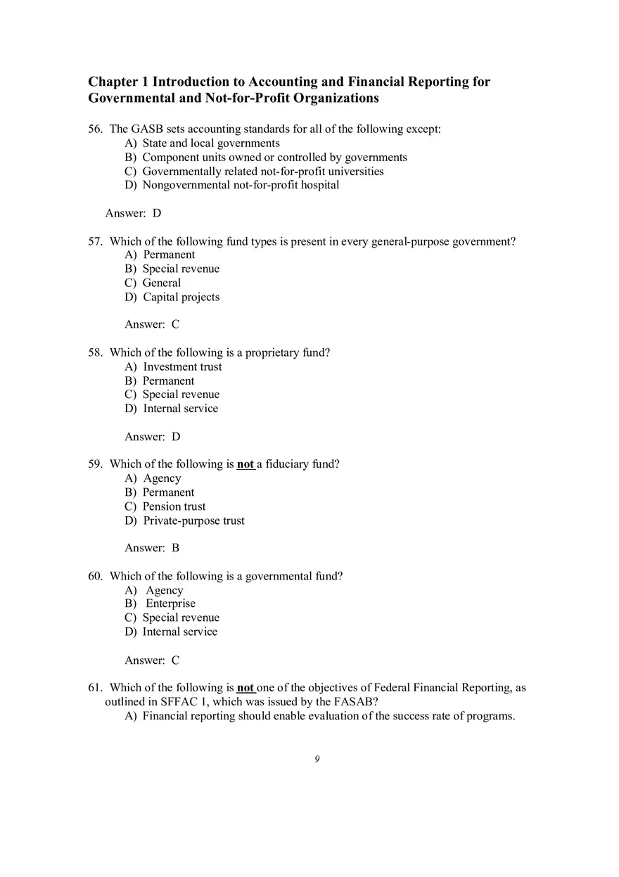 Introduction to Accounting and Financial Reporting for Governmental and Not-for-Profit Organizations Multiple Choice Questions - Page 2