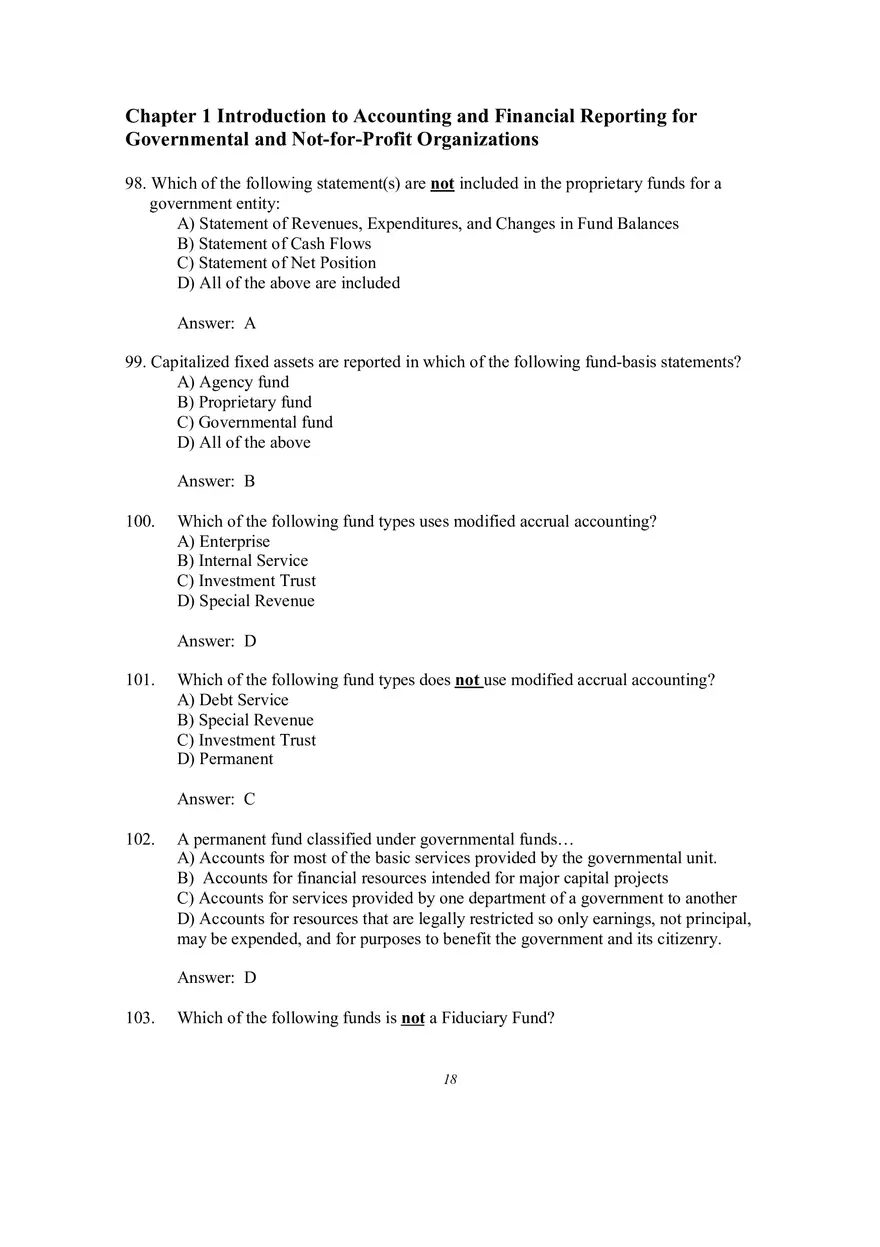 Introduction to Accounting and Financial Reporting for Governmental and Not-for-Profit Organizations Multiple Choice Questions - Page 3