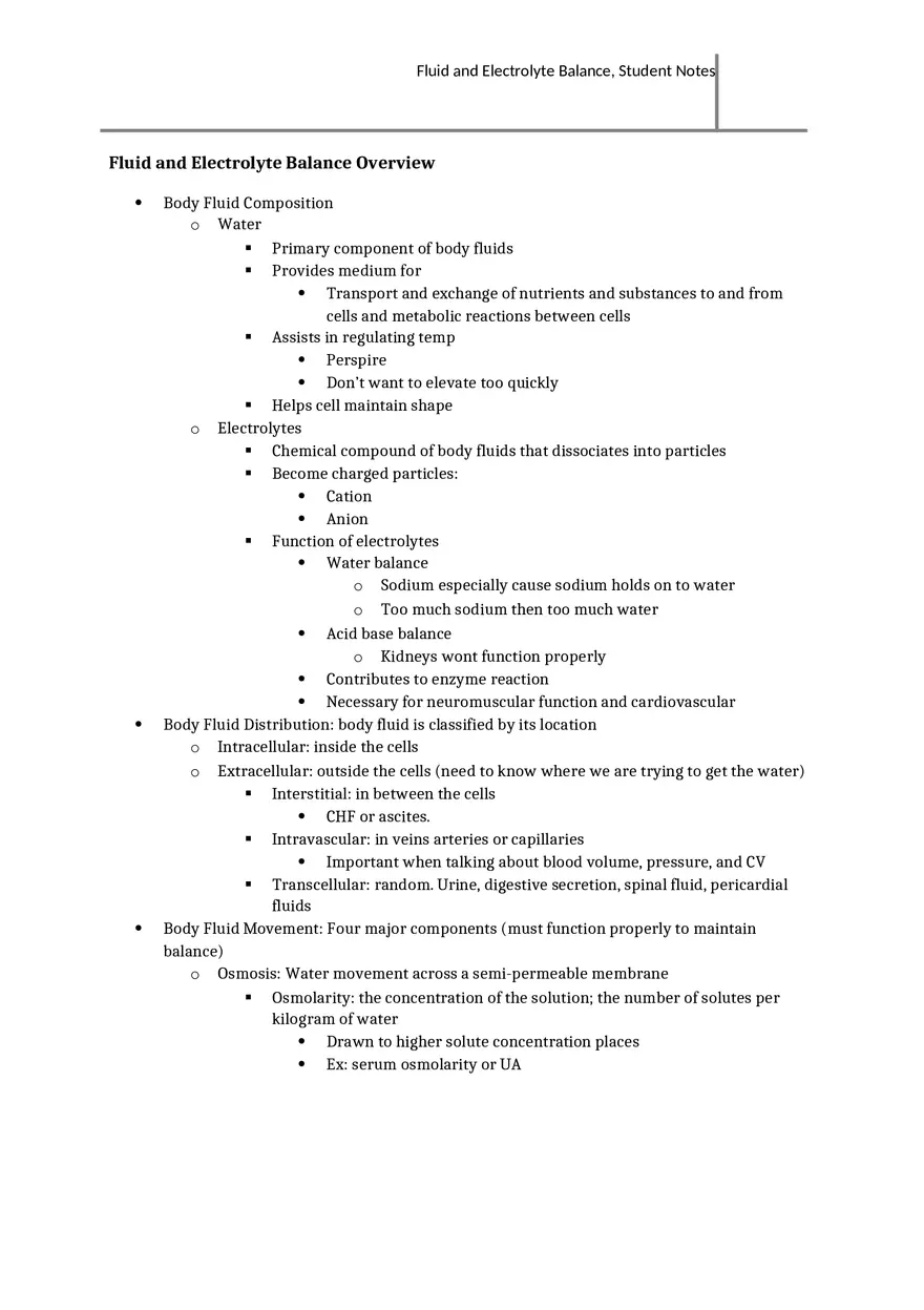 Fluid and Electrolyte Balance Overview - Page 1