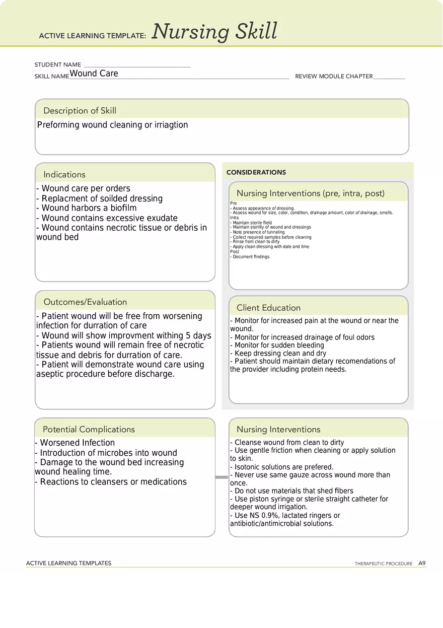Wound Care Answer Key - Page 1