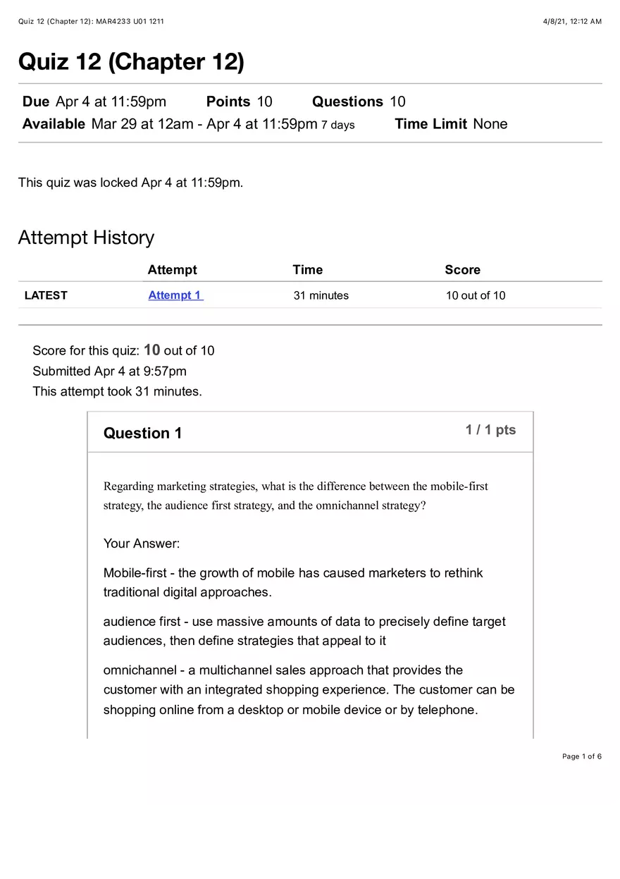 Marketing Quiz 12 - Page 1