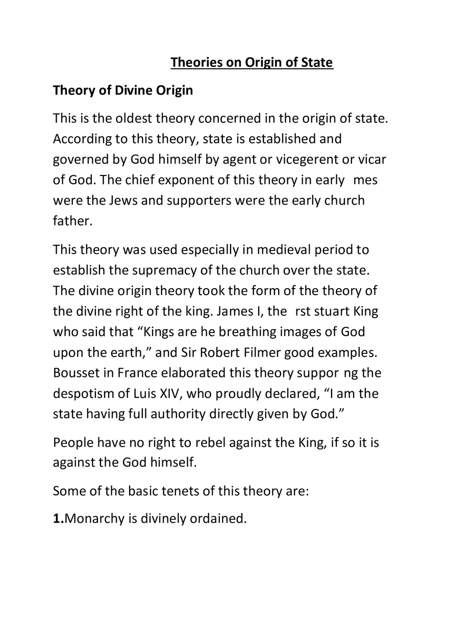 Theories on Origin of State - Page 1
