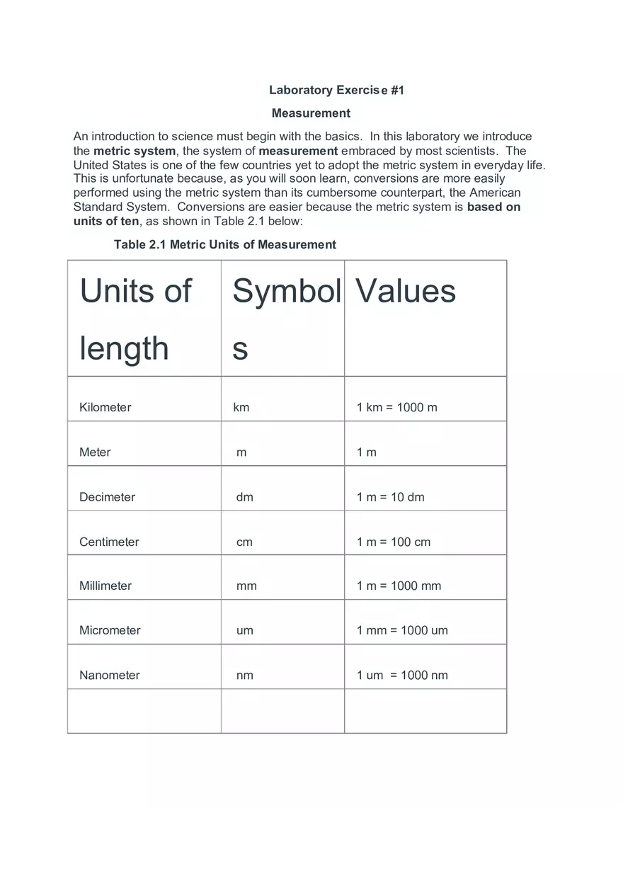 Laboratory Exercise #1 Measurement - Page 1