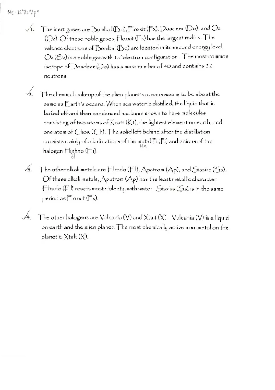 Alien Periodic Table Answer Key - Page 2