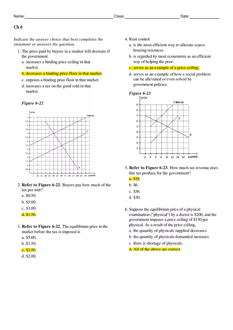 Microeconomics Chapter 6 Answers - Page 1