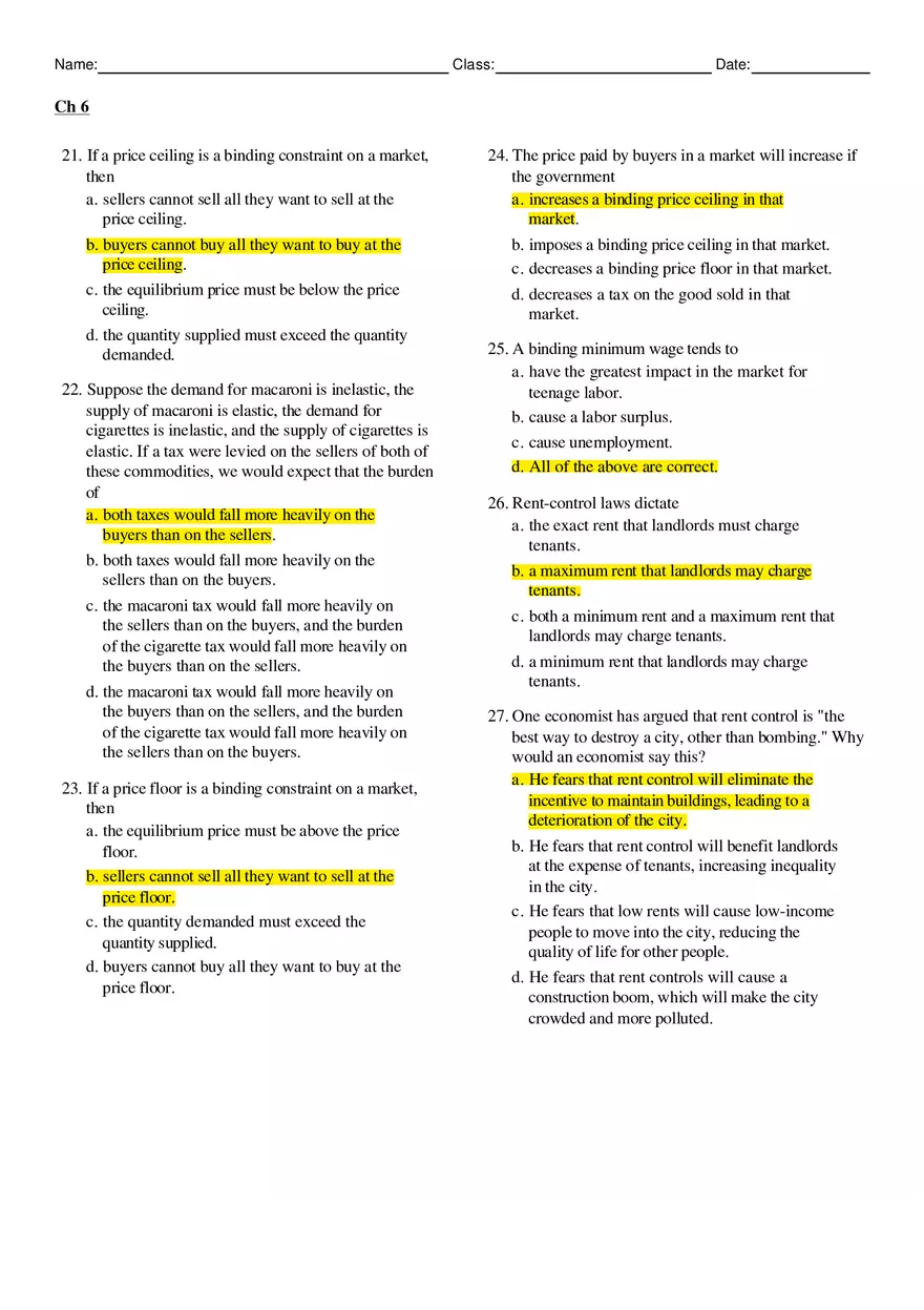 Microeconomics Chapter 6 Answers - Page 5
