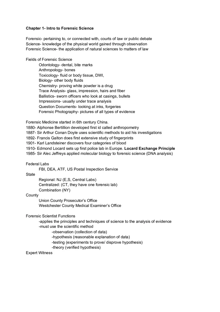 Chapter 1 Intro to Forensic Science - Page 1