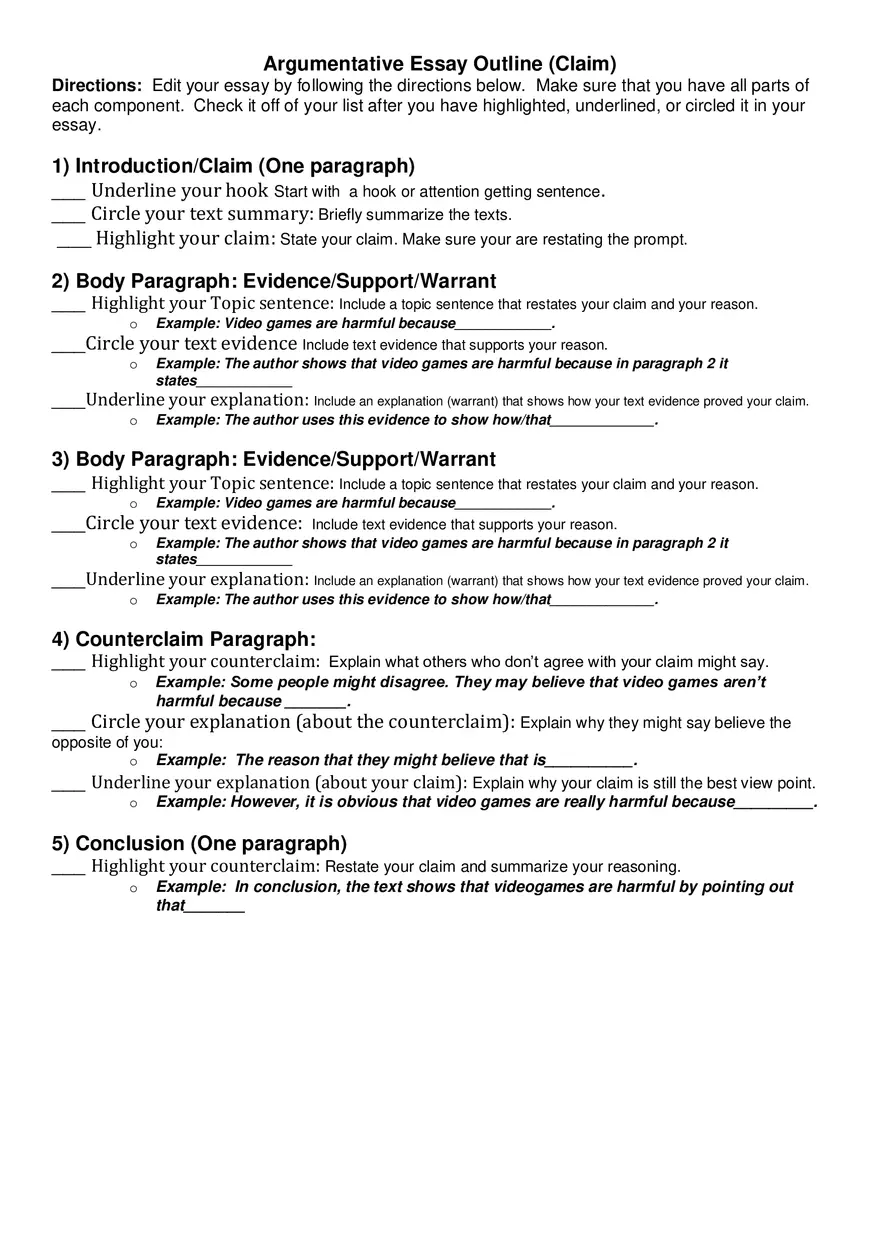 Argumentative Essay Outline - Page 3