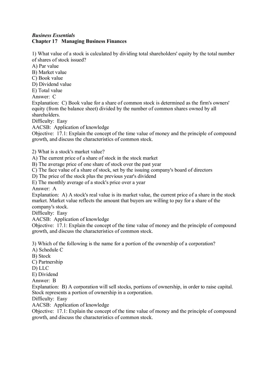 Chapter 17 Managing Business Finance Part 1 - Page 1