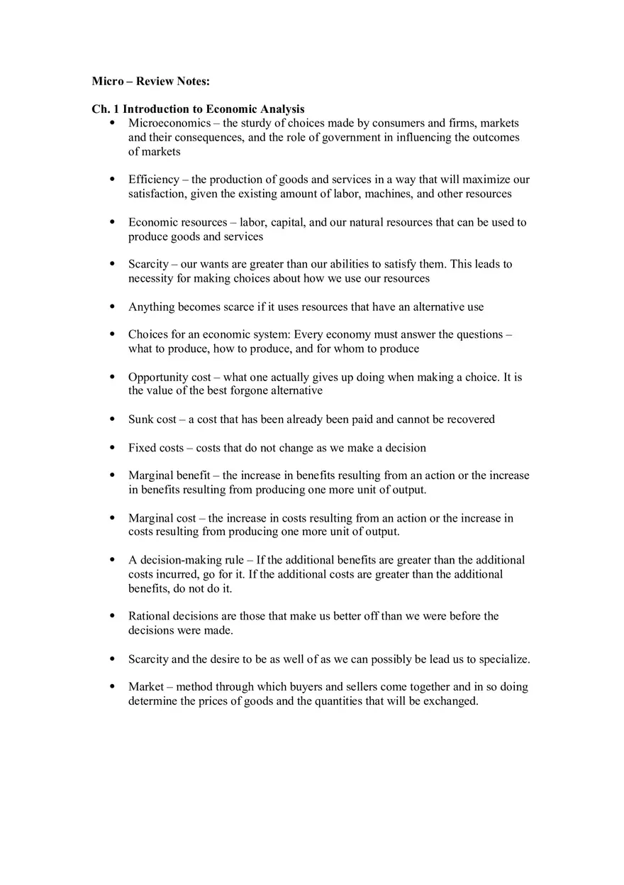 Microeconomics Chapters 1-3 - Page 1