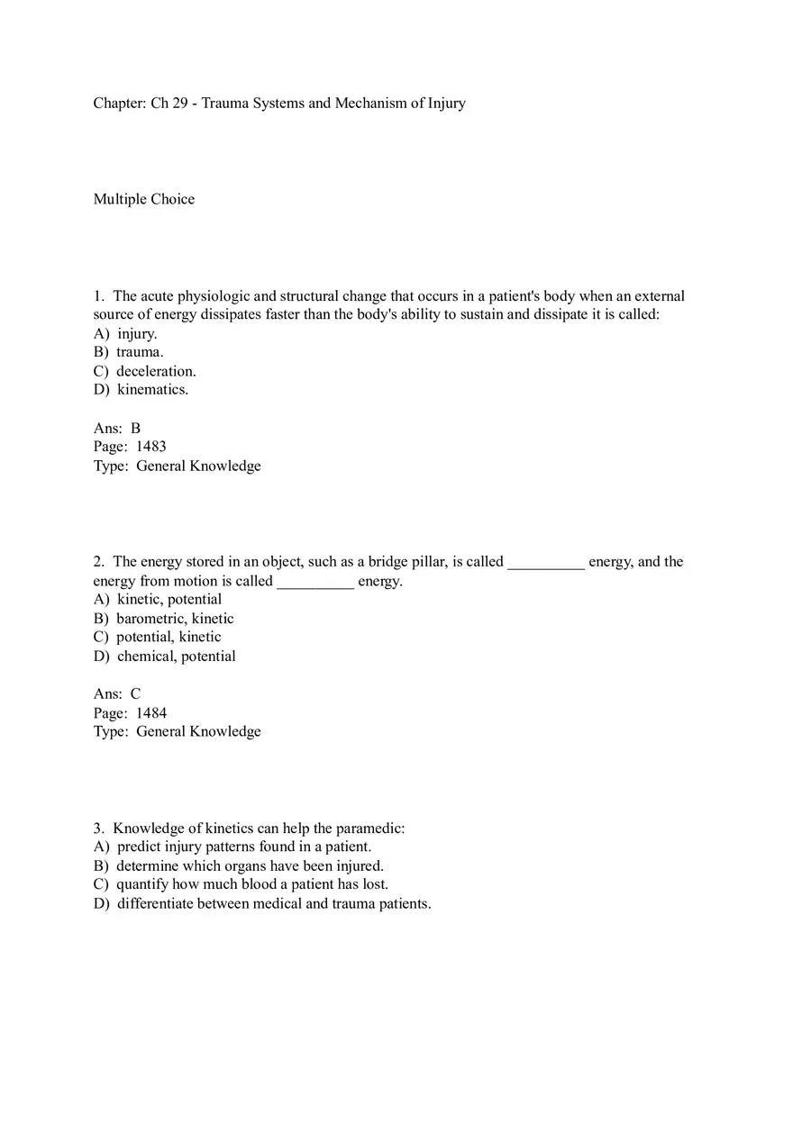 Ch 29 - Trauma Systems and Mechanism of Injury Part 1 - Page 1