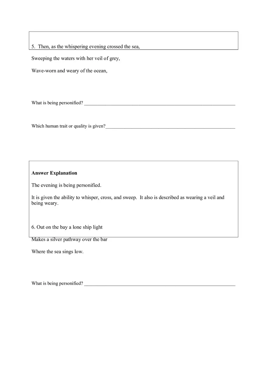 Personification Worksheet 9 - Page 4