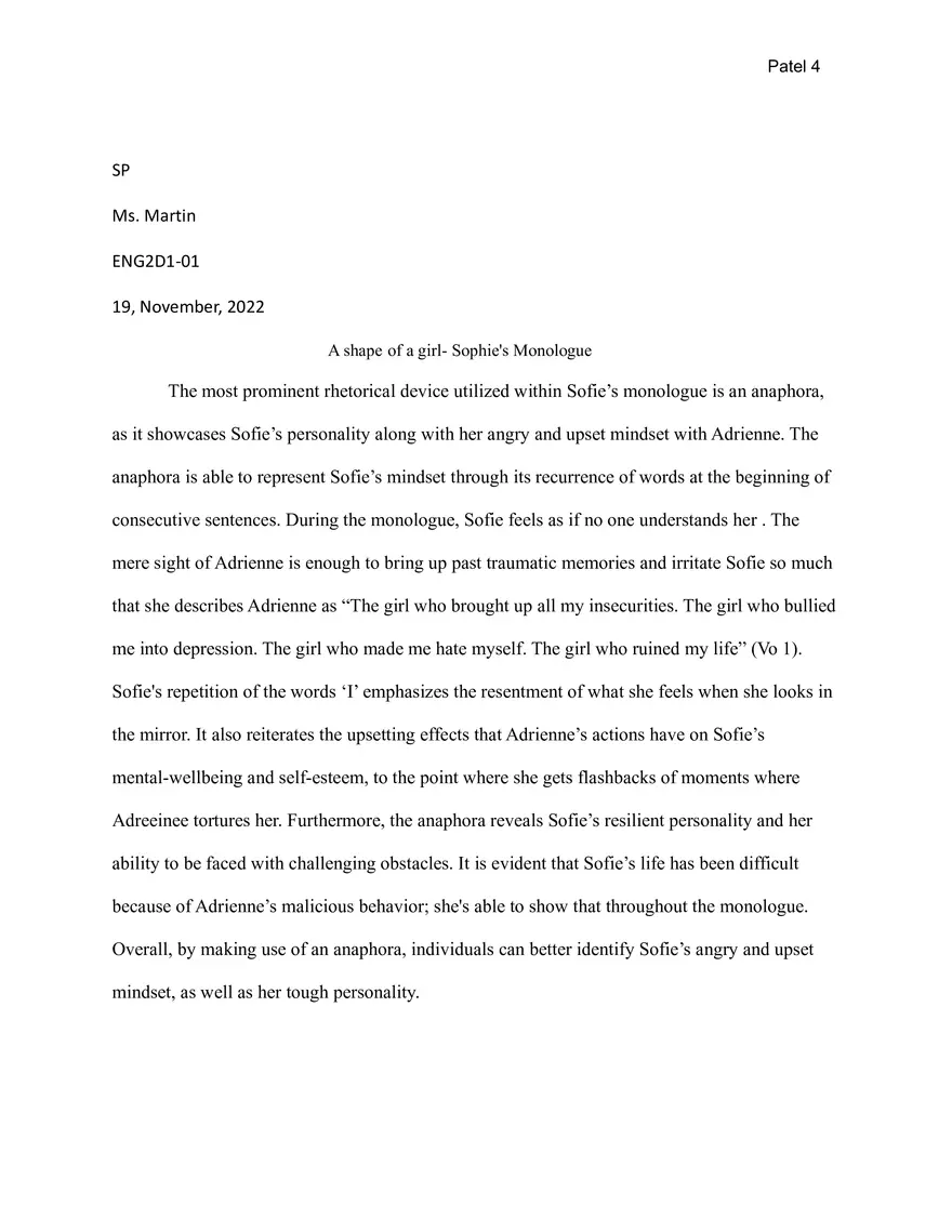 A Shape of a Girl - Sophie's Monologue - Page 4