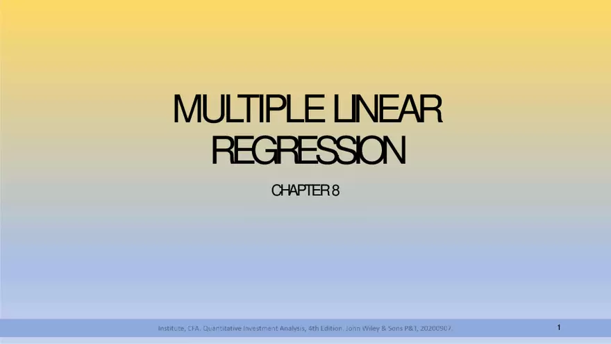 Chapter 8: Multiple Linear Regression - Page 1