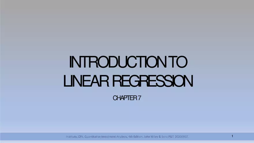 Chapter 7: Introduction to Linear Regression - Page 1