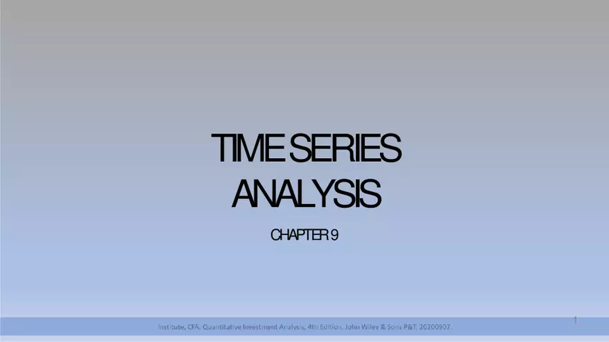 Chapter 9: Time Series Analysis - Page 1