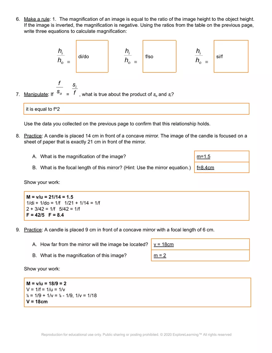 Student Exploration: Ray Tracing (Mirrors) - Page 7