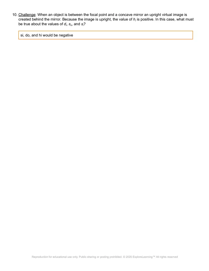 Student Exploration: Ray Tracing (Mirrors) - Page 8