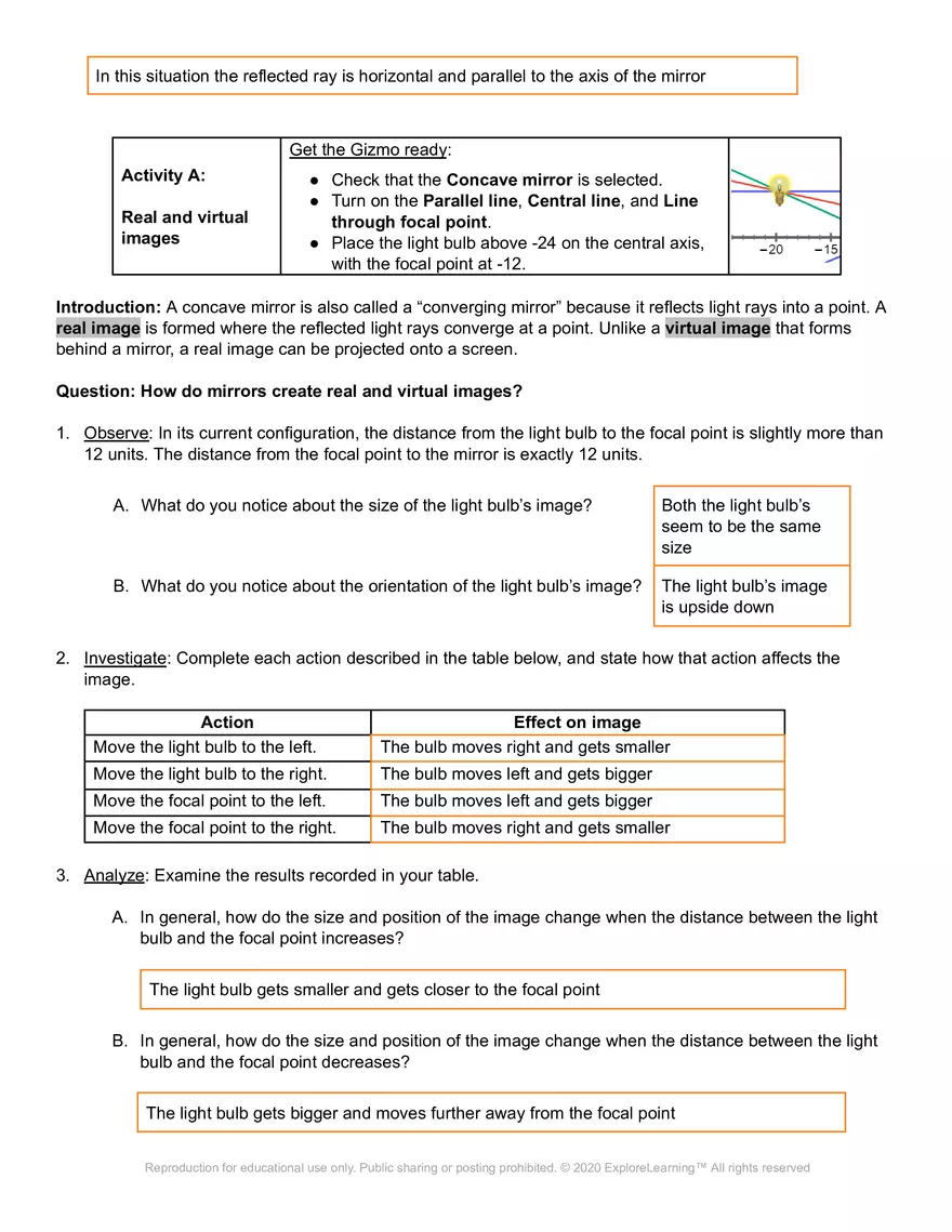 Student Exploration: Ray Tracing (Mirrors) - Page 2
