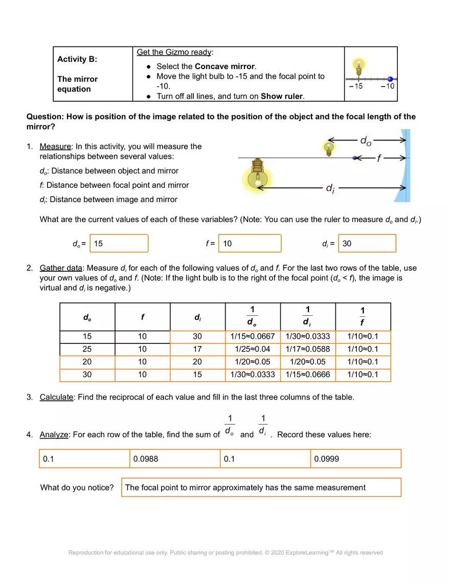 Student Exploration: Ray Tracing (Mirrors) - Page 4