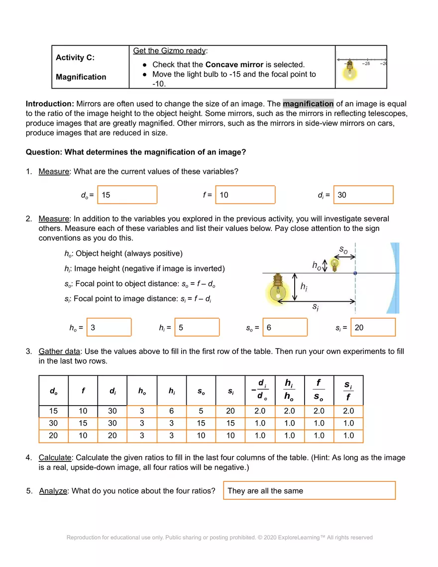 Student Exploration: Ray Tracing (Mirrors) - Page 6