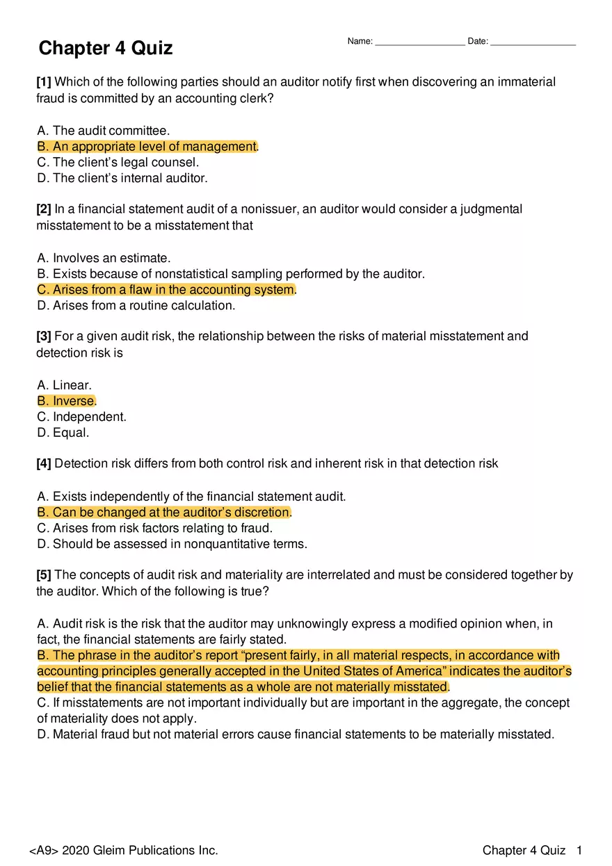 Chapter 4 Quiz Audit - Page 1