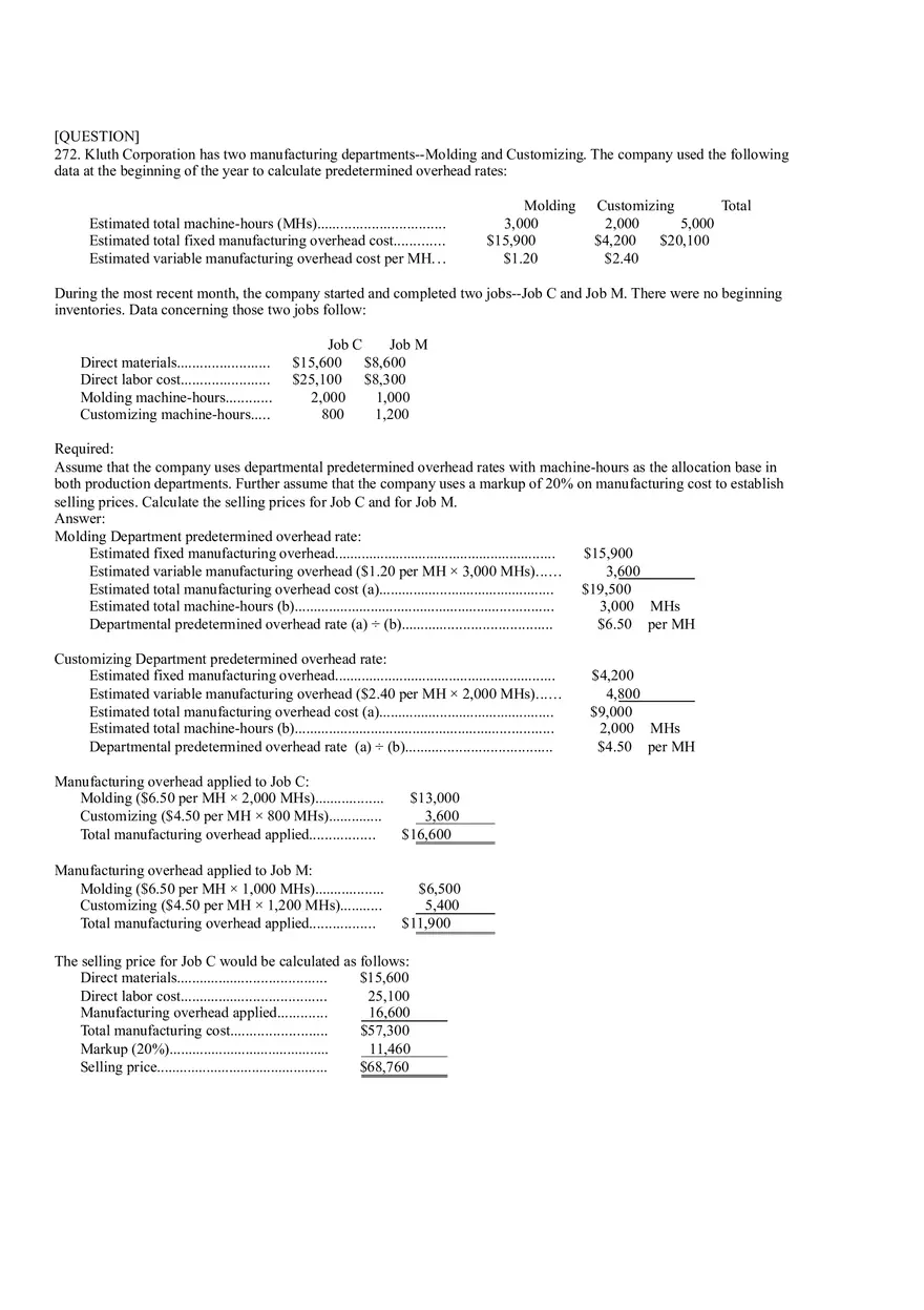 Ch2, Job-Order Costing Calculating Unit Product Costs Part 18 - Page 1