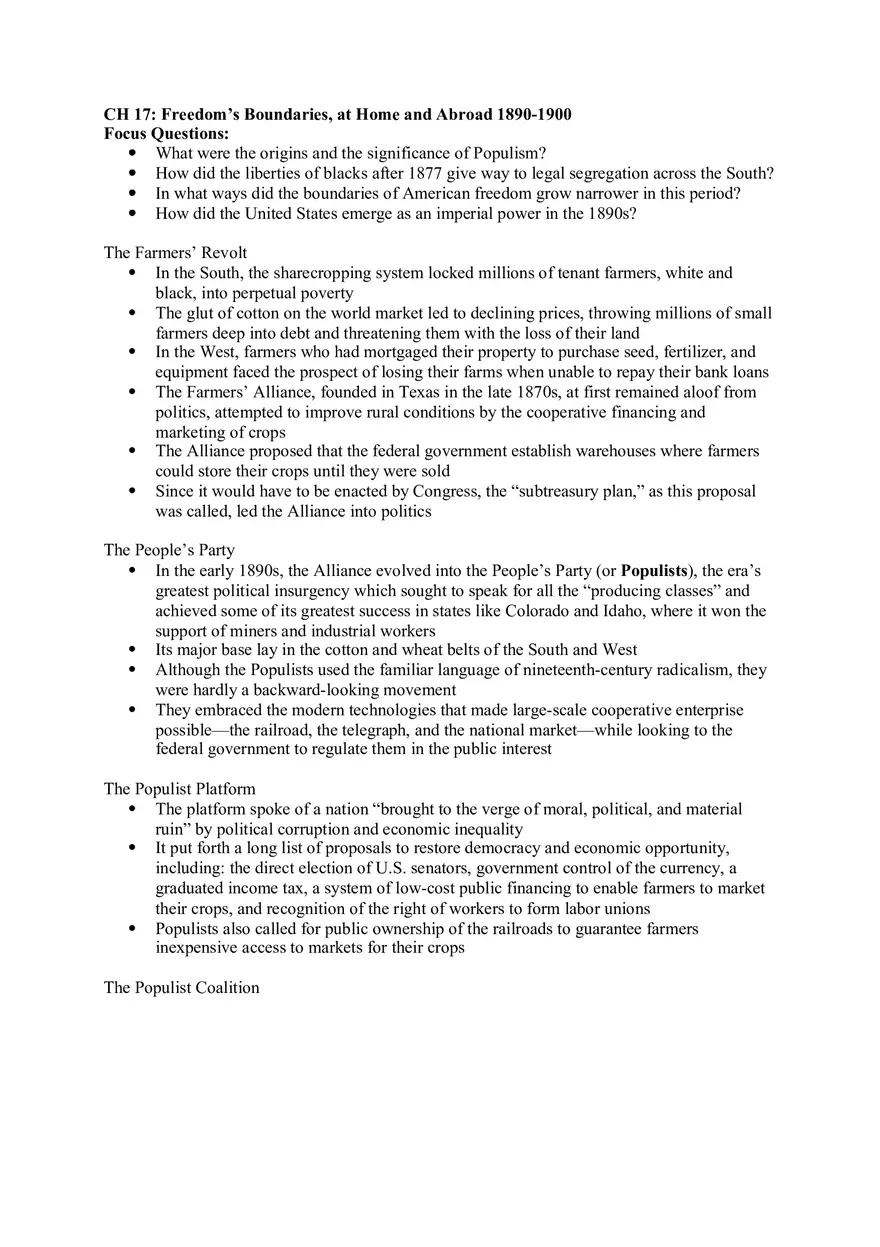 Ch 17 Freedom’s Boundaries, at Home and Abroad 1890-1900 - Page 1