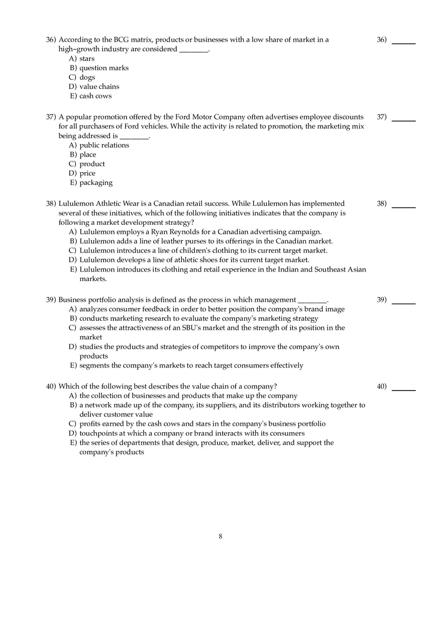 Marketing Chapter 2 Answers - Page 19