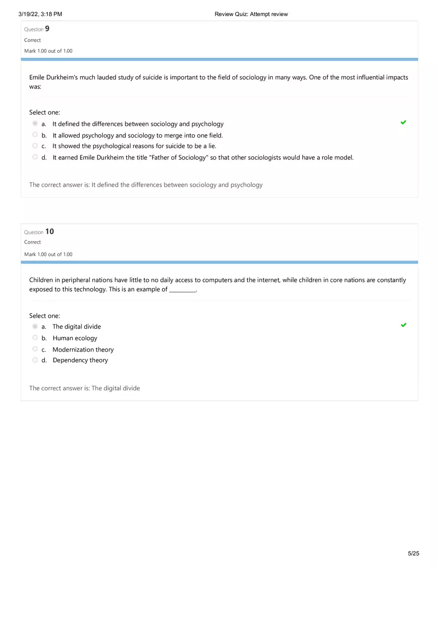 Sociology Final Exam (Days 1 - 4) Part 1 - Page 7