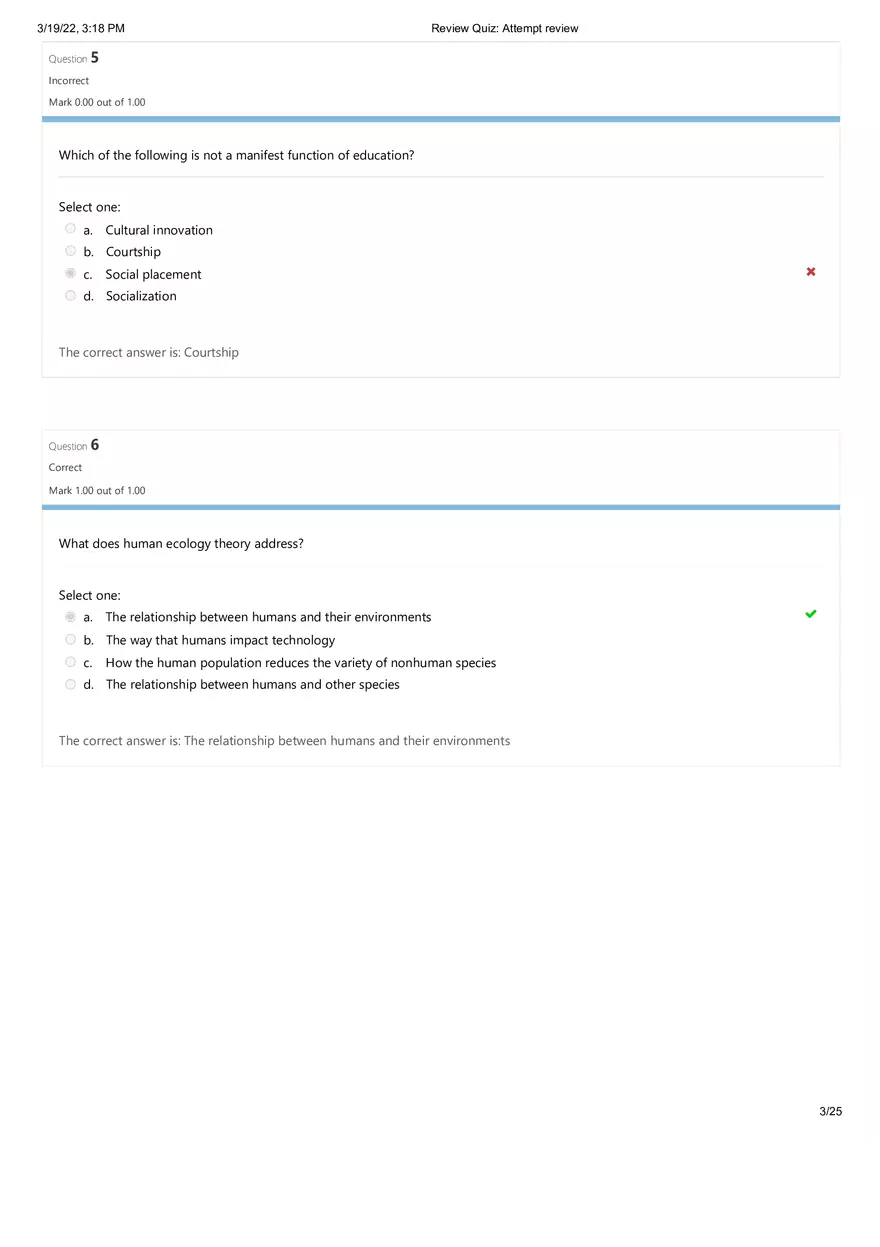 Sociology Final Exam (Days 1 - 4) Part 1 - Page 5