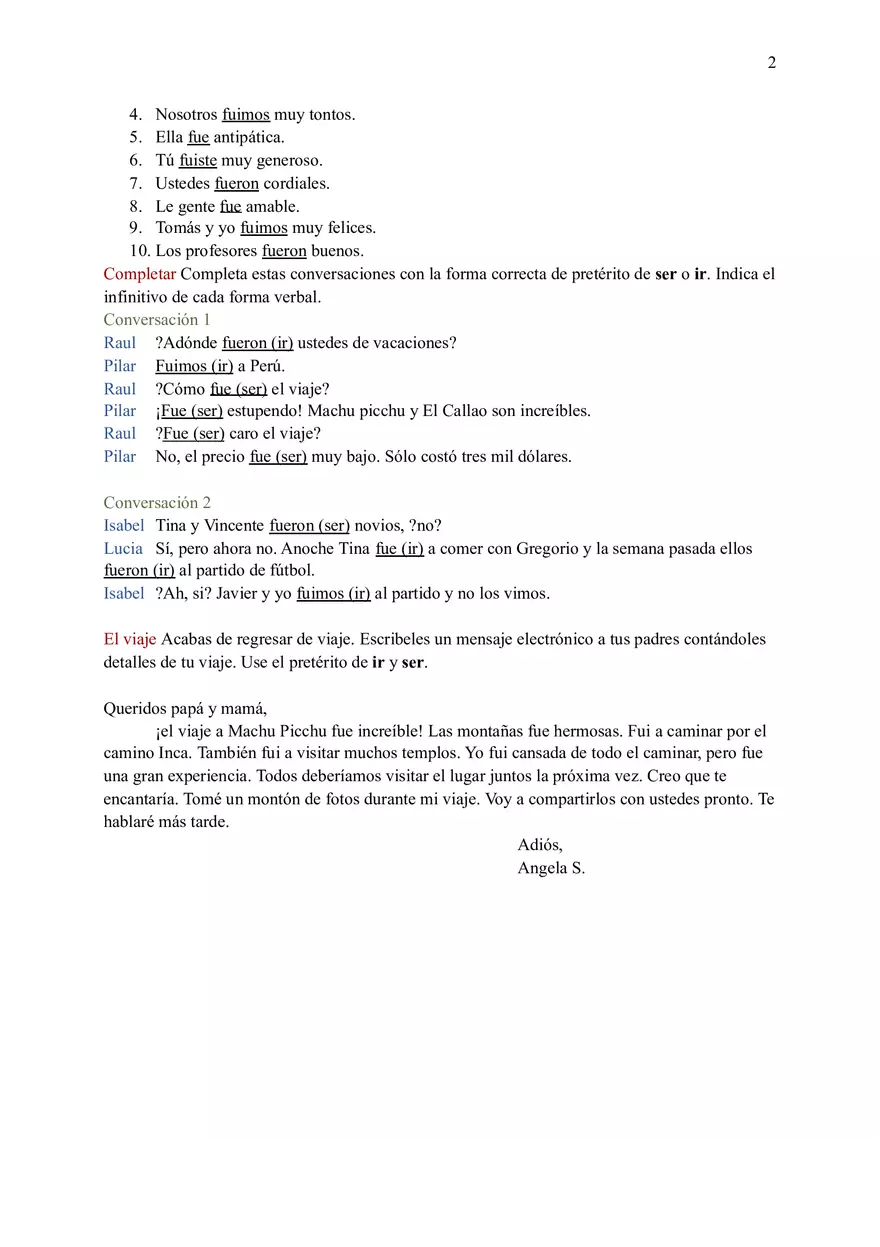 Preterite Form of Ser And Ir - Page 2