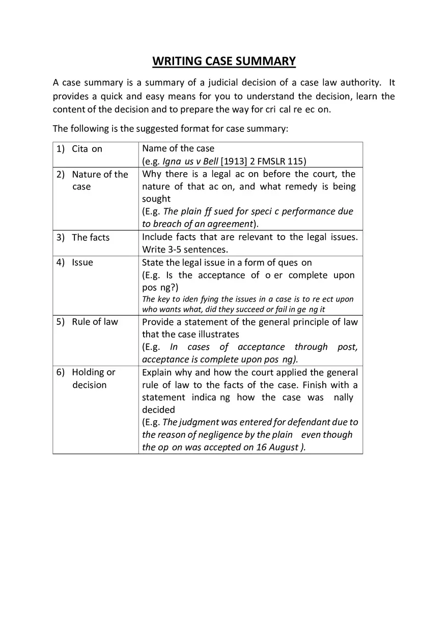 Writing Case Summary - Page 1