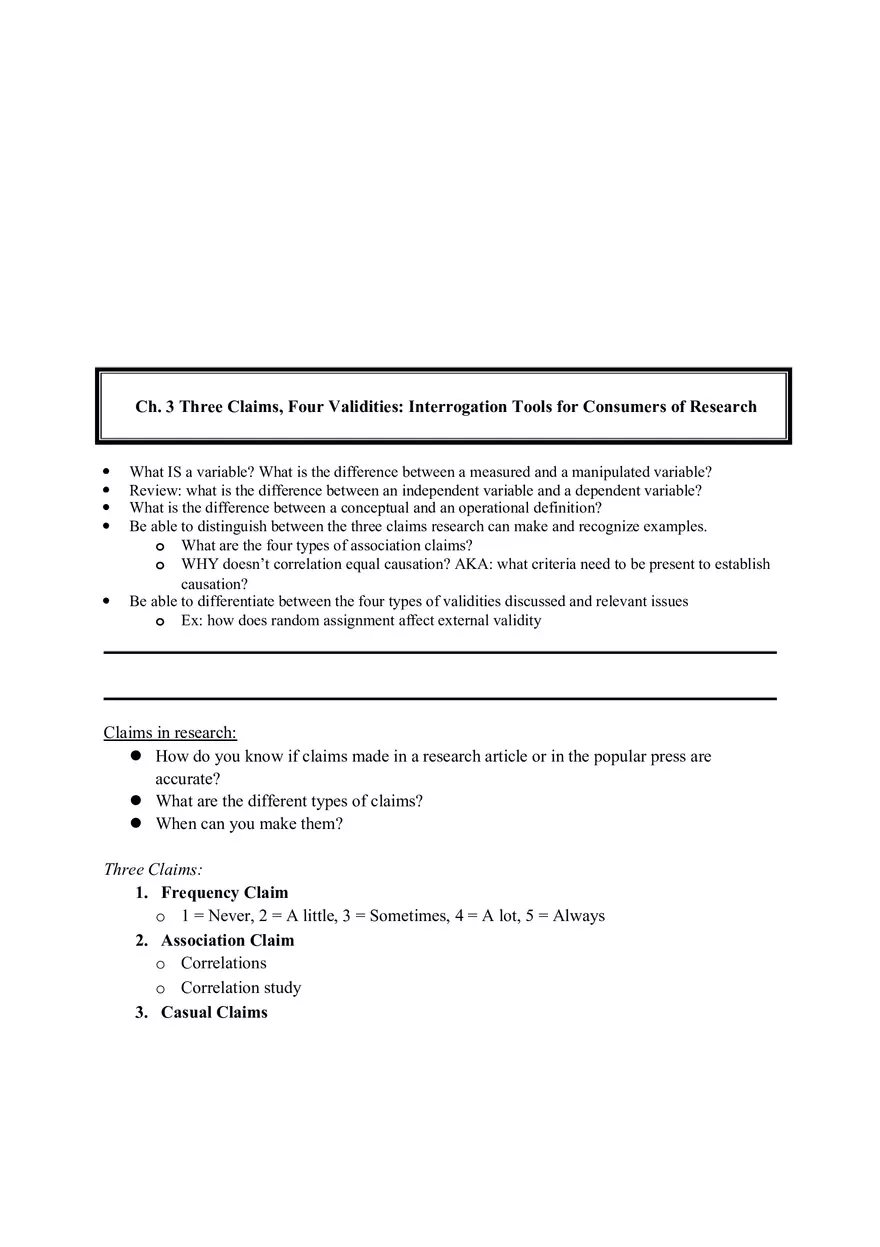Ch. 3 Three Claims, Four Validities Interrogation Tools for Consumers of Research - Page 1