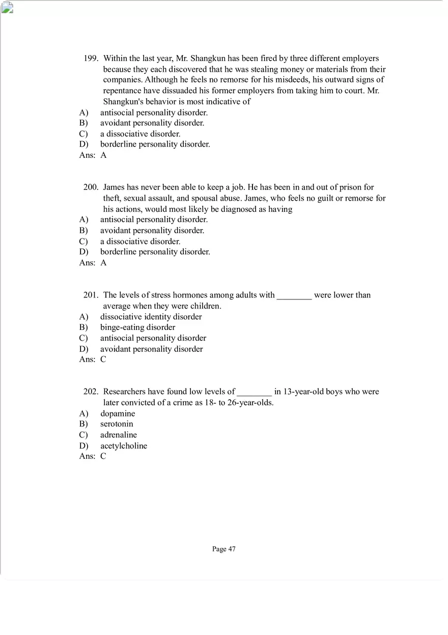 Psychological Disorders Answer Part 6 - Page 4