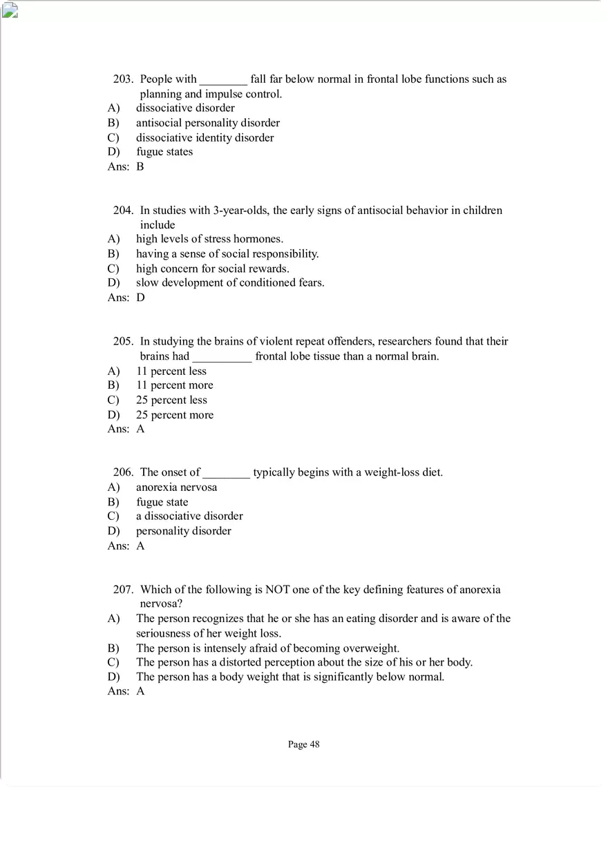 Psychological Disorders Answer Part 6 - Page 5