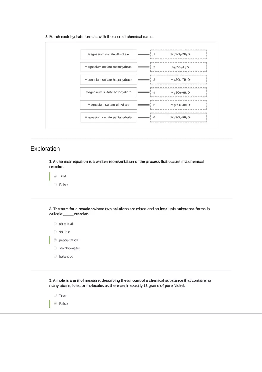 Stoichiometry of a Precipitation Reaction Key - Page 3