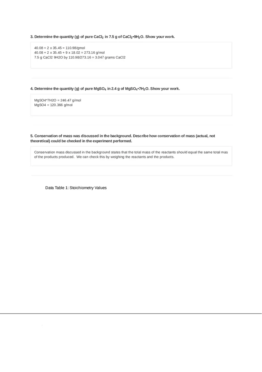 Stoichiometry of a Precipitation Reaction Key - Page 5