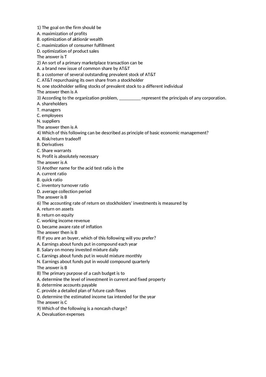 Finance Final Exam - Page 1