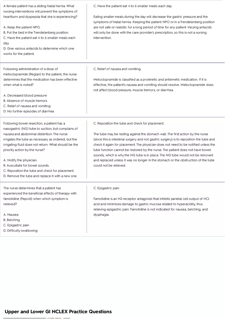 Upper and Lower GI Nclex Practice Questions - Page 2